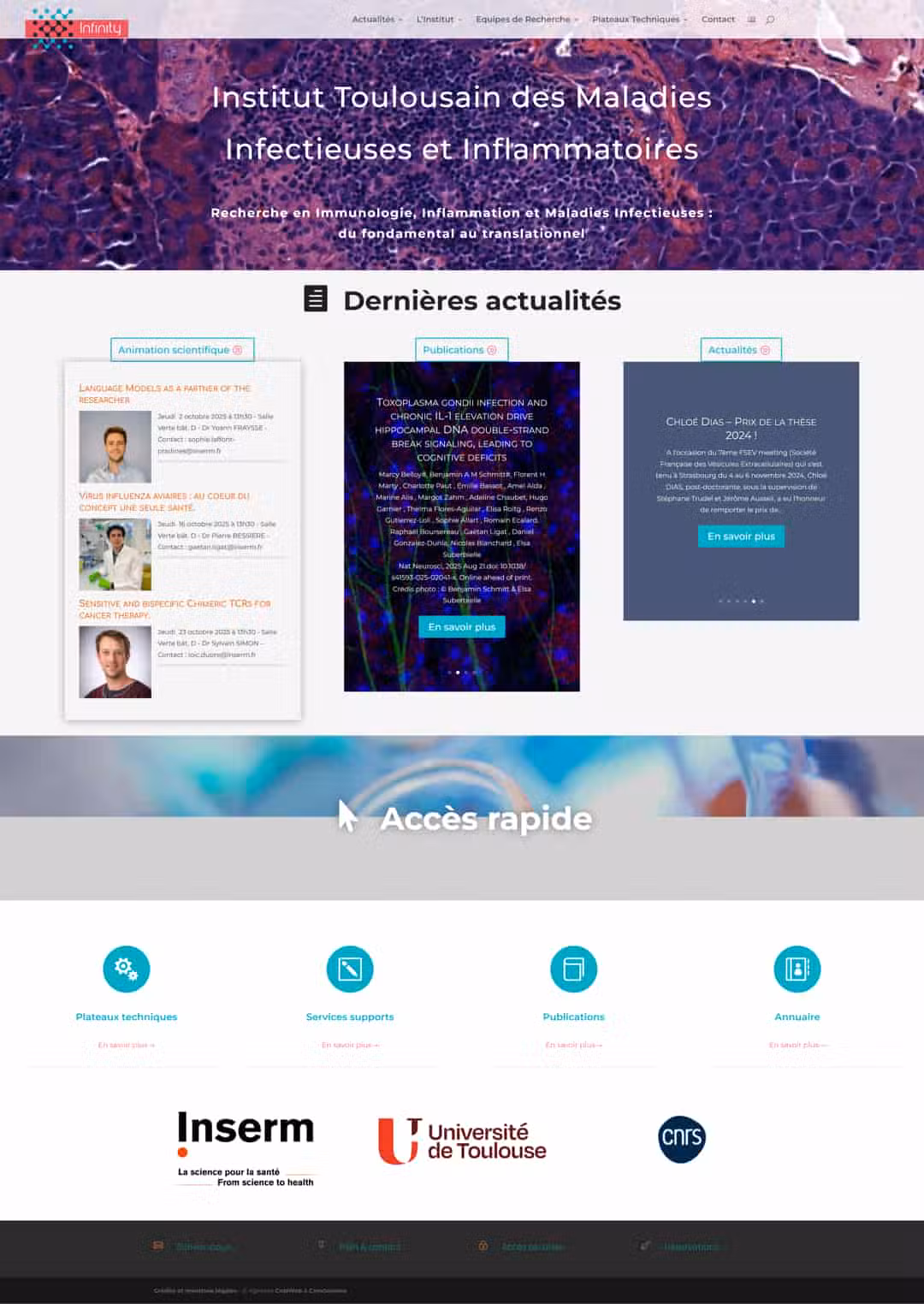 CPTP Infinity, création site internet laboratoire académique en recherche médicale