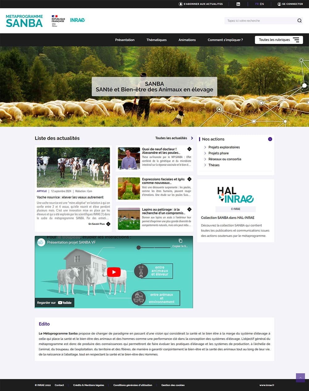 Capture d'écran du site metaprogrammes SANBA
