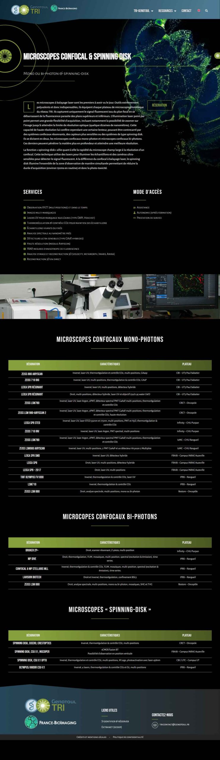 Site TRI-Genotoul, page microscopie confocale